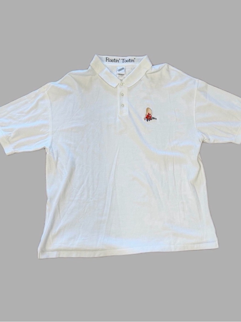 Warner Bros Men's White Polo Shirt with Embroidered Logo XXL